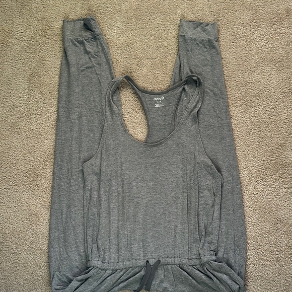 Aerie Gray Soft Razorback Lounge Romper with Drawstring Waist Women’s Small - Picture 7 of 13